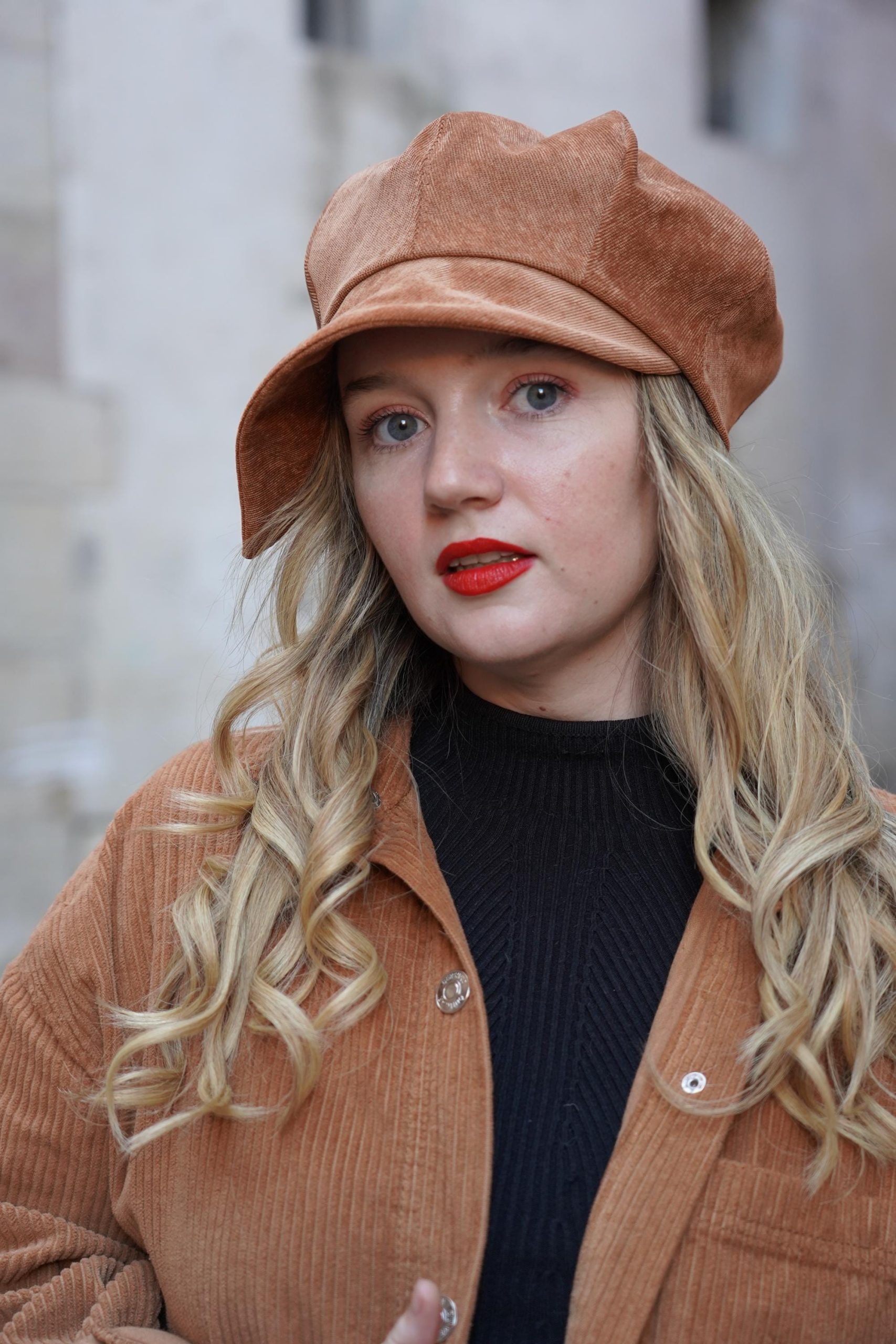 Caramel Corduroy Newsboy Cap