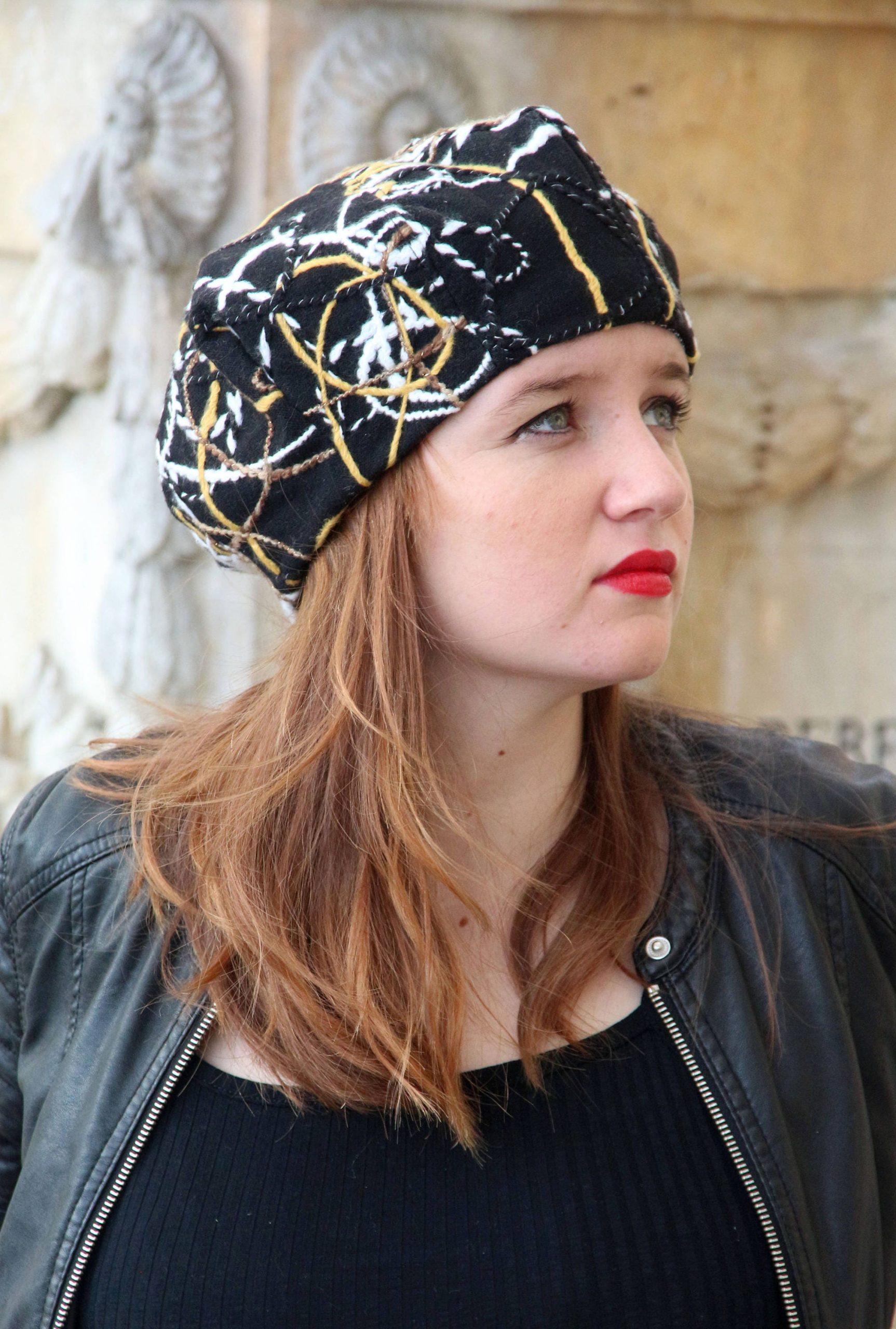 Embroidered Wool Beret