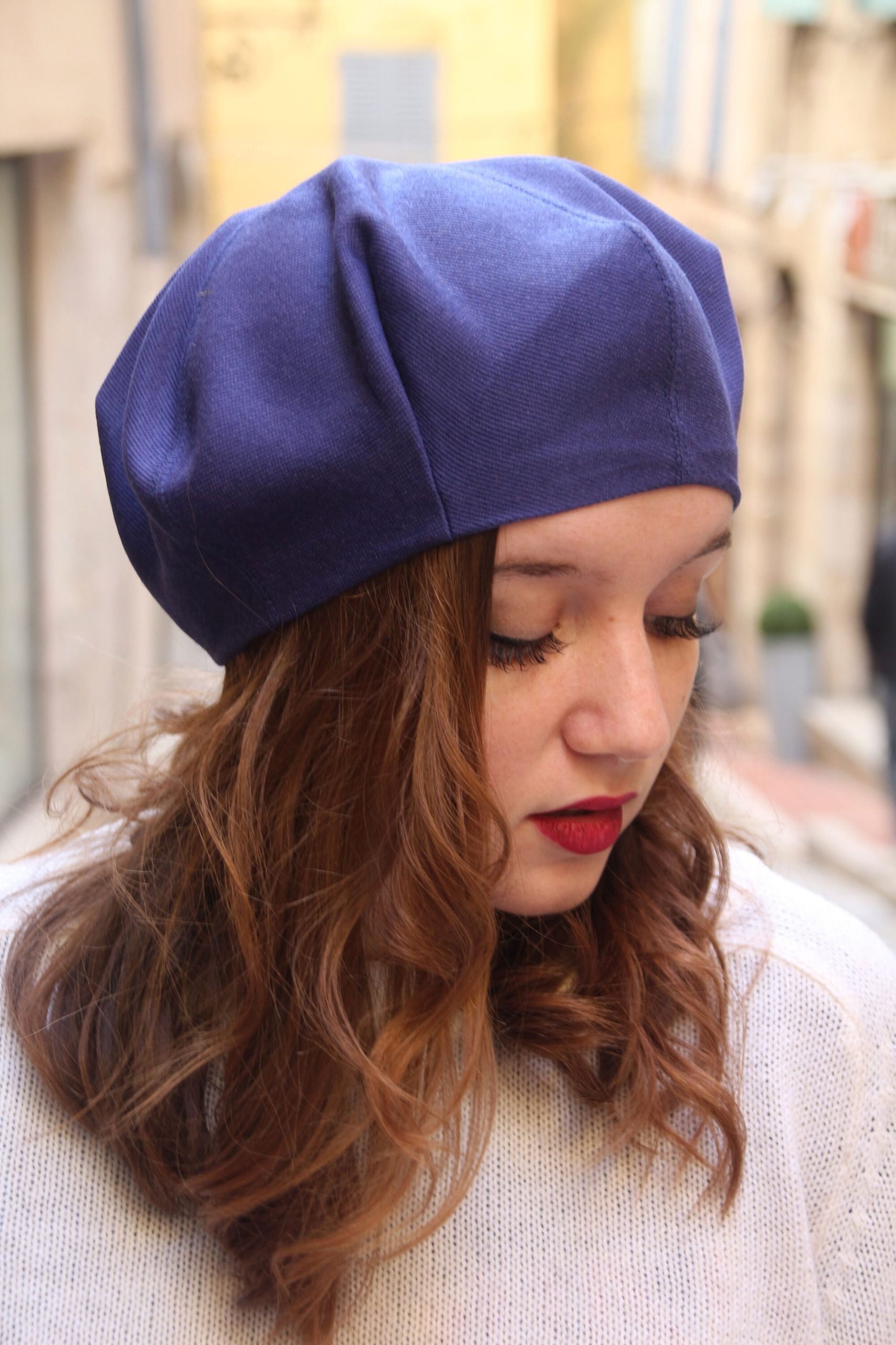 Navy Minimalist Linen Beret