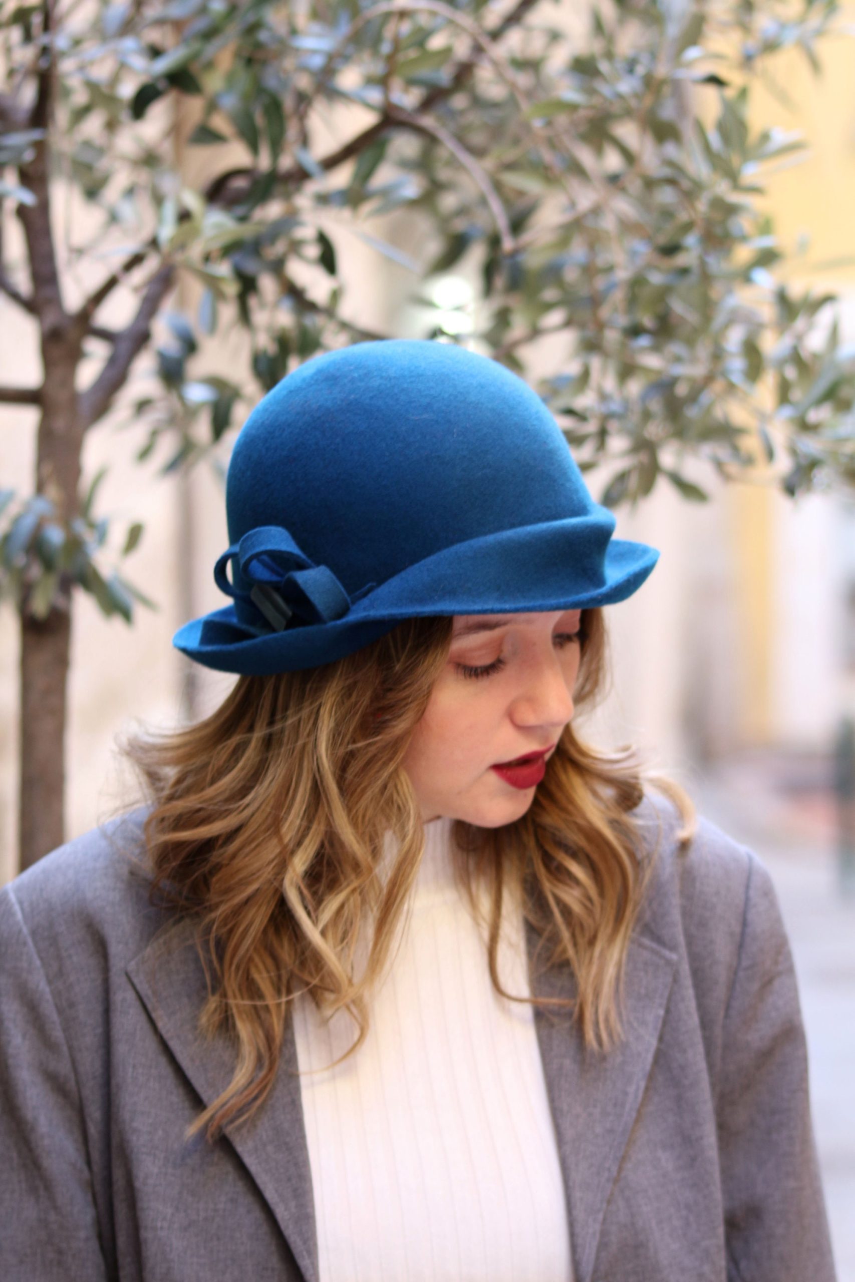 Classic Wool Cloche Hat with Bow Detail
