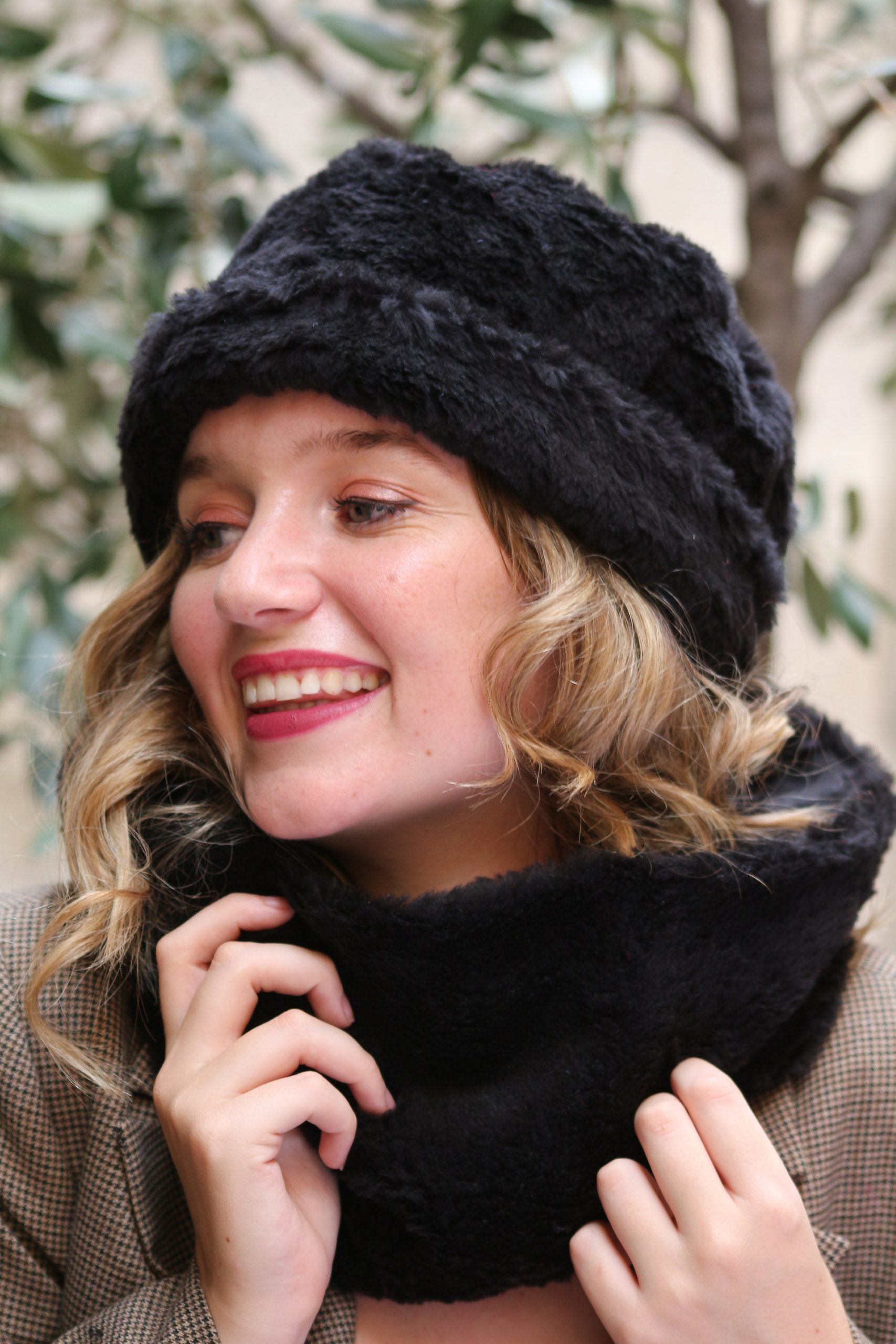 Luxe Black Faux Fur Winter Hat